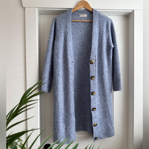 Cream Sweaters - CREAM CLOTHING Gorgeous Blue Wool Blend Long Cardigan